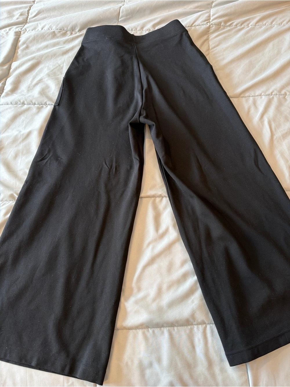 Max Studio London Black Wide Leg Crop Pants Small High Rise Stretch Capri - Picture 3 of 7